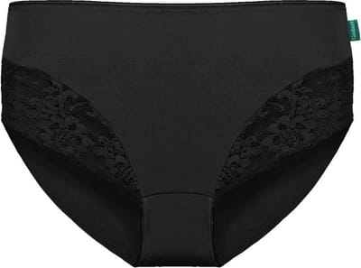Slips - 5-Pack - Zwart - 5 Bamboeslips midi met kant - 2XL/3XL