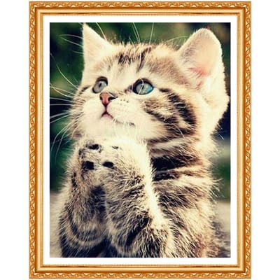 Bricolage 5D chaton vilain diamant peinture point de croix chats Kit diamant broderie Animal diamant 20X30CM black