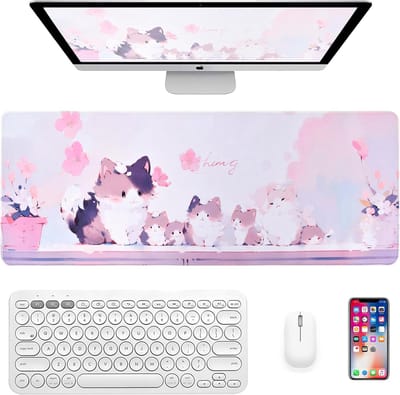 Gaming-Muismat Met Antislip Onderkant en Schattig Kattenpatroon - Toetsenbordmat voor Games, Kantoor, Thuis - 800 x 300 x 3 mm - Cat-001