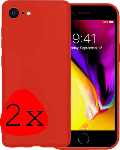 Hoes - 2 Stuks - Geschikt voor Apple iPhone 7 - Sterk & Shockproof - Case Siliconen - Back Cover - Telefoon Hoes - Rood