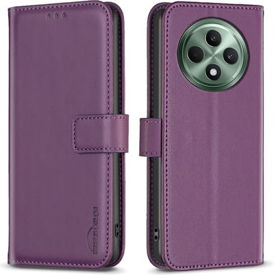BINFEN Hoesje - Geschikt voor OPPO Reno12 F 5G Hoesje - BINFEN Color Book Case - Paars