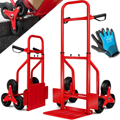 Masko® Steekwagen opvouwbaar Zakkensteekwagen draagvermogen 200kg Transportwagen Trappenklimmer plateauwagen - Rood