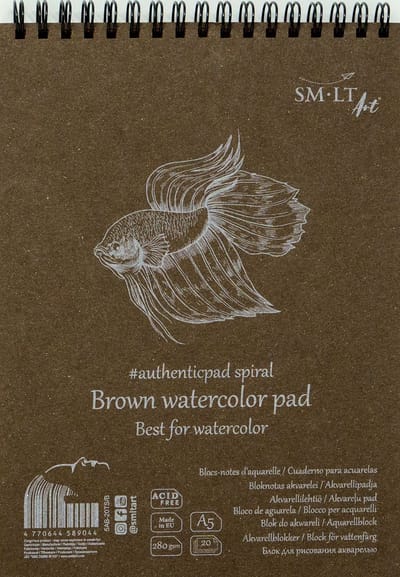 SMLT aquarel ringband A5 bruin papier 280gr FSC 20 vellen.