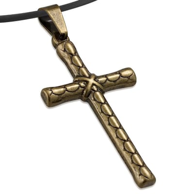 Amanto Ketting Esse - 316L Staal/Rubber - Kruis - 26x50mm - 60cm