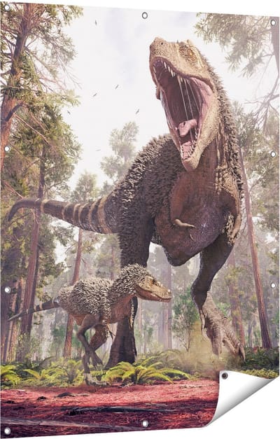 Gards Tuinposter Tyrannosaurus Rex Dinosaurus - T-Rex - 90x120 cm - Tuindoek - Tuindecoratie - Wanddecoratie buiten - Tuinschilderij