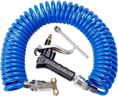 Luchtblaaspistool Kit - Reinigingspistool - Vrachtwagen Cabine Reinigen - 9 Meter Spiraalslang - 2 Mondstukken - Blauw