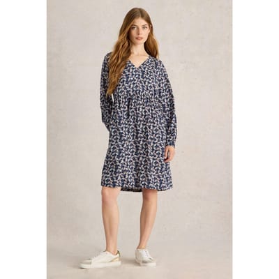 White Stuff Penelope Eco Vero Dress Navy Print Maat: 10 REGULAR | Blousejurken Outlet | Dames | Blauw