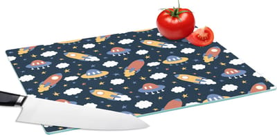 Glazen Snijplank - 39x28 - Design - Ruimte - Sterren - Snijplanken Glas