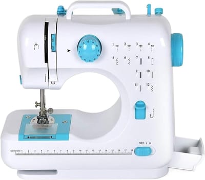 Draagbare Naaimachine - Kleine Naaimachine - Creatief Hobbyen - 12 Ingebouwde Steken - 10 x 10 x 10 mm - Blauw