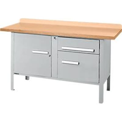 Box-type werkbank Schäfer Shop Select PWi 150-3, beuken multiplex blad, tot 750 kg, B 1500 x D 700 x H 840 mm, blank aluminium