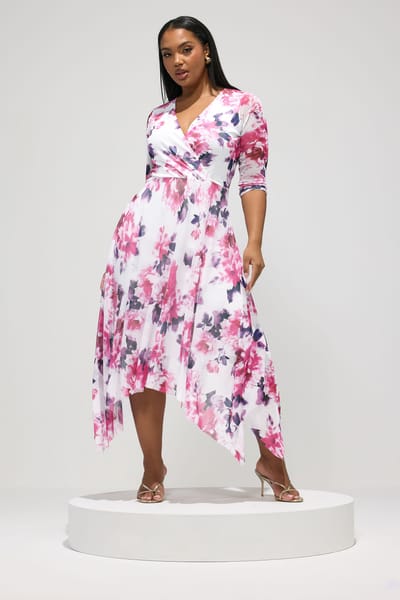 Yours London Witte Midiwikkeljurk Met Bloemenprint Size 42