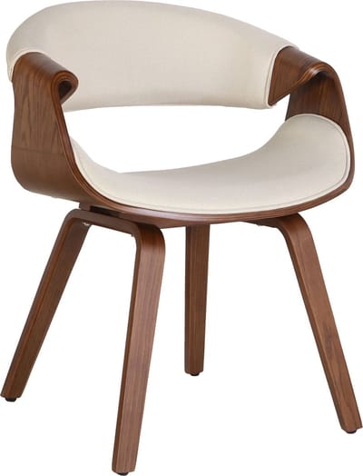 CLP Foley Eetkamerstoel - Met armleuning - Houten frame - creme Stof