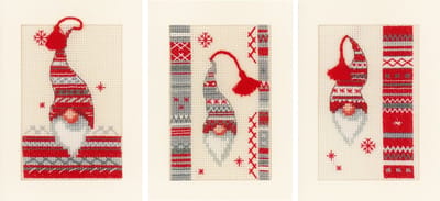Vervaco - Wenskaart kit - Kerst - Kerstkabouters set van 3 - PN-0157032 - Borduren - Borduurpakket - Borduurpakket volwassenen - Borduurpakket kind