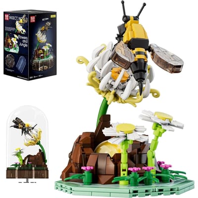 Mould King 10104 Bee Insect Collection Bouwset met Muziek Display Box Kerstdecoratie Cadeau 10104