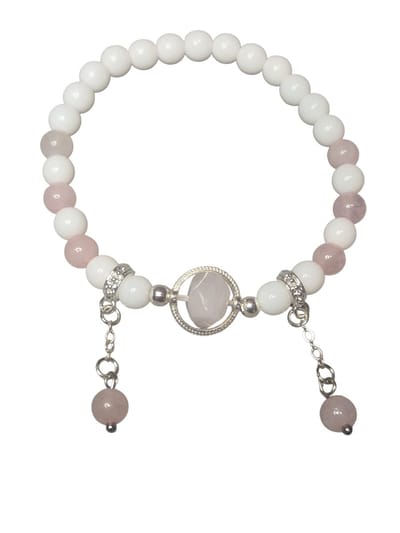 witte agaat met rozenkwarts armband.