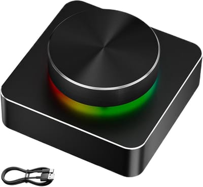 Draadloze Volumeregelaar - Multimedia Controller - Audio Bediening - Programmeerbare Knoppen - 5.2 x 9.3 cm - Meerkleurig