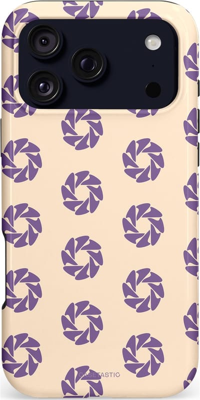 Casetastic hoesje geschikt voor Apple iPhone 17 Pro Max - MagSafe - Dubbellaagse bescherming - Paarse Cirkels op het Zand - Fashion Case - Crème Lavendel Zilver