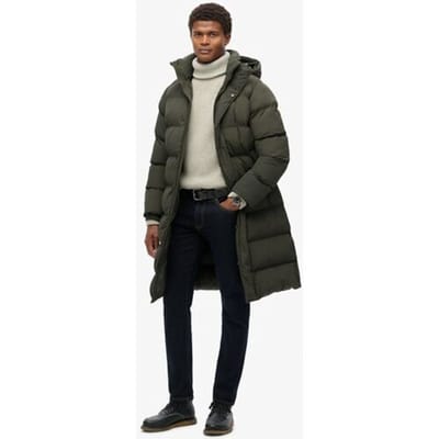 Superdry Lange Pufferjas met Capuchon Groen Grootte: XL