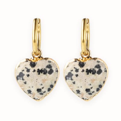 Lajetti - Oorbellen Goudkleurige Hartjes Dames Dalmatiër Jaspis Stainless Steel