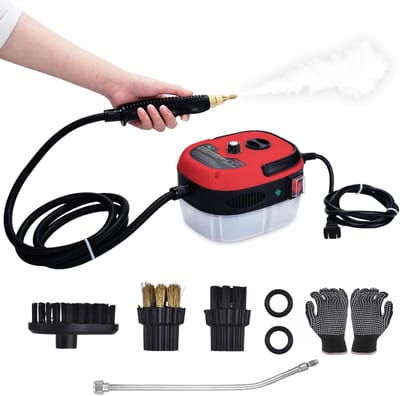 Handstoomreiniger - Stoomapparaat - Hardnekkig vuil verwijderen - 2500W Hoge temperatuur - 1 Liter tank - Rood