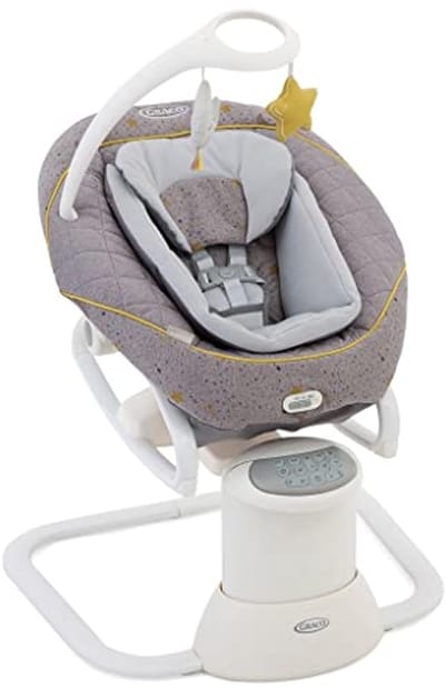 2-in-1 Babyschommel en Draagbare Wip met Vibratie en Instelbare Schommelsnelheid voor Baby's tot 6 Maanden
