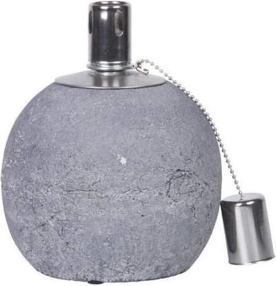 Olielamp - Bolvormig - Bol - Beton - Tuinfakkel - Grijs - 14 x 17 cm