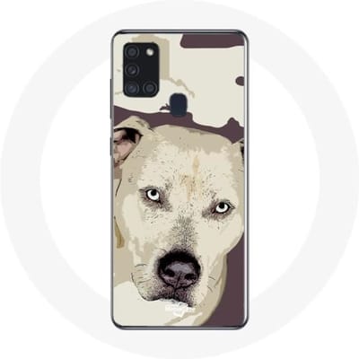 Samsung Galaxy A21S Hoesje Wit Pitbull Hond wit
