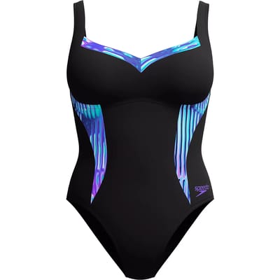 Speedo Shaping Printed Lunaelustre Zwemkleding Zwart UK 36 Vrouw