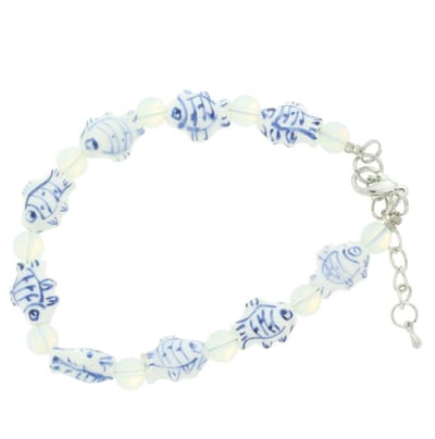 Enkelbandje Delfts Blauw Visjes Keramiek Nikkelvrij