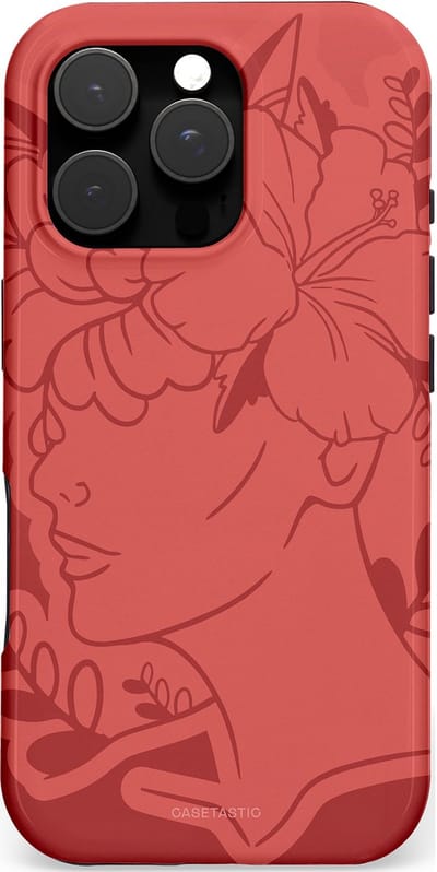 Casetastic hoesje geschikt voor Apple iPhone 16 Pro - MagSafe - Dubbellaagse bescherming - Bloemenfluistering - Fashion Case - Koraal Terracotta
