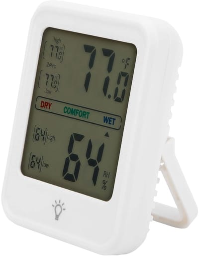 Thermo-hygrometer - Temperatuur meter - Omgevingsbewaking - Groot display - 10-99% luchtvochtigheid - Wit
