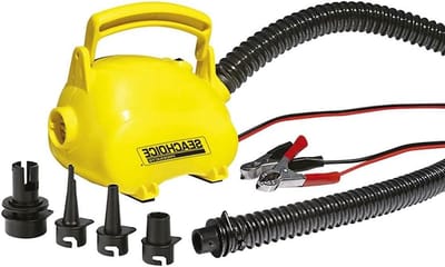 Elektrische Luchtpomp - Draagbare Pomp - Snel Opblazen - Batterij Aansluiting - 2 ft Slang - Zwart Geel