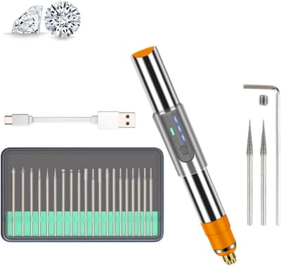 Elektrische graveerpen - Graveerstift accupotlood - Objecten personaliseren - Robuuste metalen constructie - 12.4 x 1.6 cm - Zilver