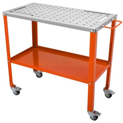 VEVOR Mobiele lastafel 91,4 x 45,7 cm Laswerkbank 544 kg laadvermogen Geperforeerde tafel 94 gaten (φ 1,6 cm) Werkbank Werktafel van koolstofstaal Laswagen met wielen 4 gereedschapssleuven