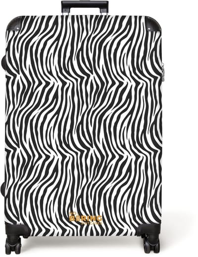 NoBoringSuitcases.com® - Koffer groot - Reiskoffer lichtgewicht - Zwart wit zebrapatroon met golvende strepen - Rolkoffer met 4 wielen - Grote trolley XL - 98 liter bagage