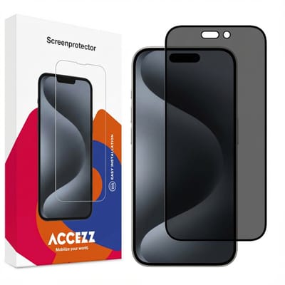 Accezz Screen Protector - Geschikt voor Apple iPhone 15 Pro Max - Gehard Glas Privacy Screenprotector