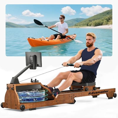 Waterroeimachine - Opvouwbare waterroeimachine - Houten ontwerp met Bluetooth-monitor En tablethouder - 1 stuk - Voor Thuisgebruik en eikenhoutkleur