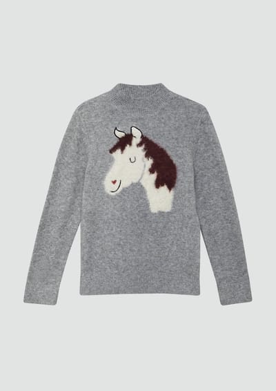 s.Oliver - female - Gebreide trui met pluizig paardenmotief