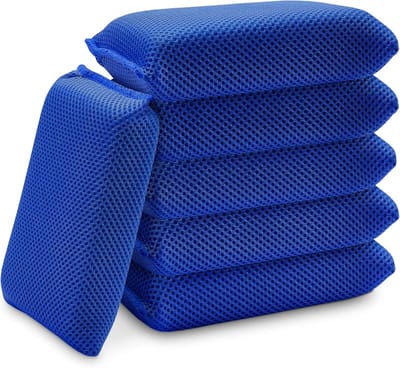 Daity 6-pack autoreinigingssponzen - ultrazachte gaas-autowassponzen - verwijdert hardnekkige vlekken zoals insecten - olie en hars van auto-oppervlakken (blauw).