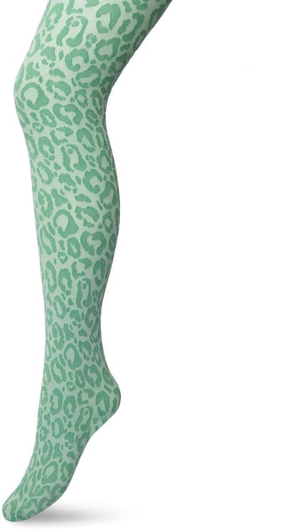 Bonnie Doon Kinder Panty met Panter Print 100 Denier maat 92/110 XS Groen - Uitstekend Draagcomfort - Meiden Panty - Meisjes - Kinderen - Kids - Zebraprint - Dierenprint - Gladde Naden - Perfecte Pasvorm - Malachite Green - BP213904.277