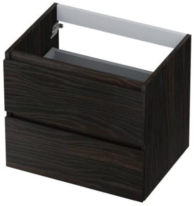 INK - Onderkast 2 Laden Greeploos met Houten Keerlijst - 600x450x520 Mm - Intens Eiken