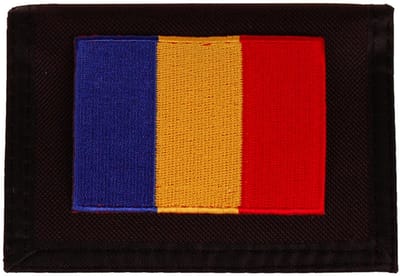 Portemonnee zwart 14x10cm - Vlag Roemenie - 8x6cm