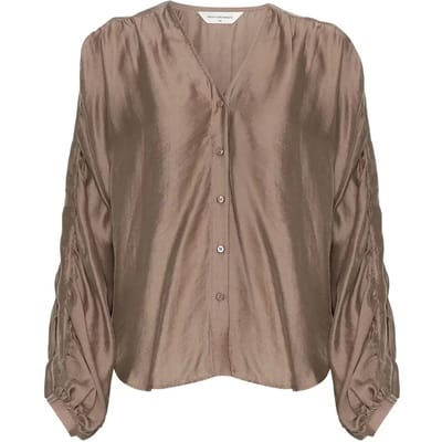 MSCH Copenhagen Mschramona Rikkelia Volume Shirt Dames - Jurken - Taupe - Maat XS/S