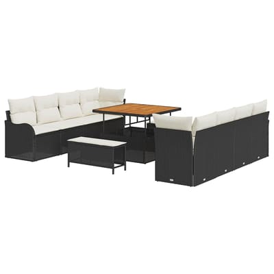 vidaXL Tuin Sofa Set 11 st 10-Aantal zitplaatsen Zwart en Crème