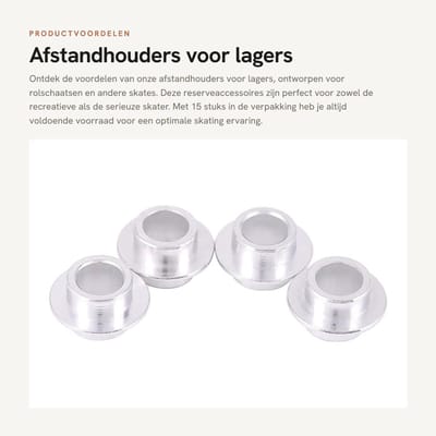 Dailygoods- Afstandhouders 15 Stuks - Roestvrij Stalen Glijders - Reserveaccessoires Rolschaatsen - Praktisch en Duurzaam - Binnendiameter 8 mm - Skate Onderdelen