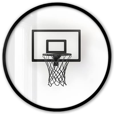 Poster in lijst Rond - Fotolijst 40x40 cm - Posters - Basketbalbord - Minimalistisch - Zwart - Ronde posterlijst zwart - Decoratie - Wanddecoratie woonkamer - Muurdecoratie slaapkamer