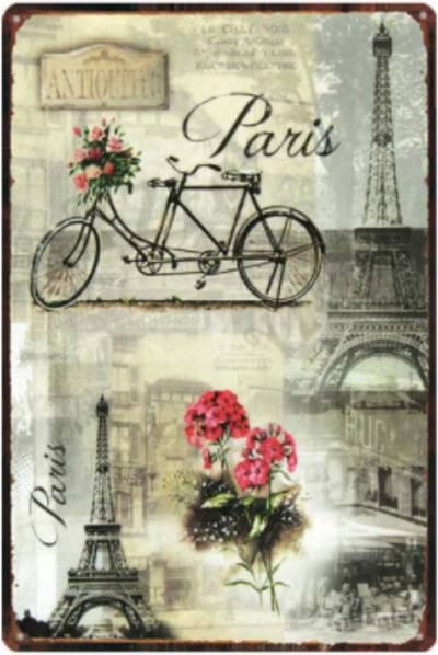 Paris wandbord - Mancave- Cafe- Bar- Restaurant - Kroeg- Woondecoratie- Vintage - 20cmx30cm