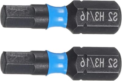 2 Stuks H3/16 SAE Hex Schroevendraaier Bits, Magnetische S2 Staal 1/4" Hex Shank 25mm Precisie Bits voor Elektrische en Handmatige Schroevendraaiers