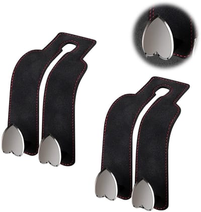 Dailygoods- Autohaak 2pcs - Universele Auto Haak - Hoofdsteun Haak - Opberg Haak voor Kleding - Handtassen - Paraplu's - Duurzaam Leer - Autohaakjes