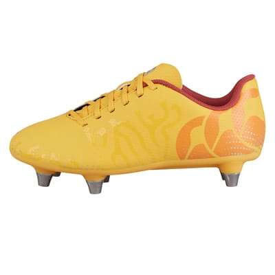 Canterbury Kinder Speed Infinite Team Soft Ground Rugbyschoenen (Ambergeel/Oranje verliefd/Marsrood)